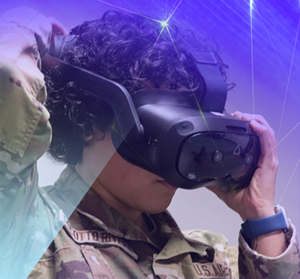 Person wearing 3d headset